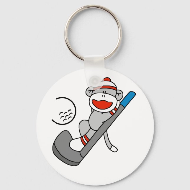 Sock Monkey Golf Schlüsselanhänger (Vorderseite)