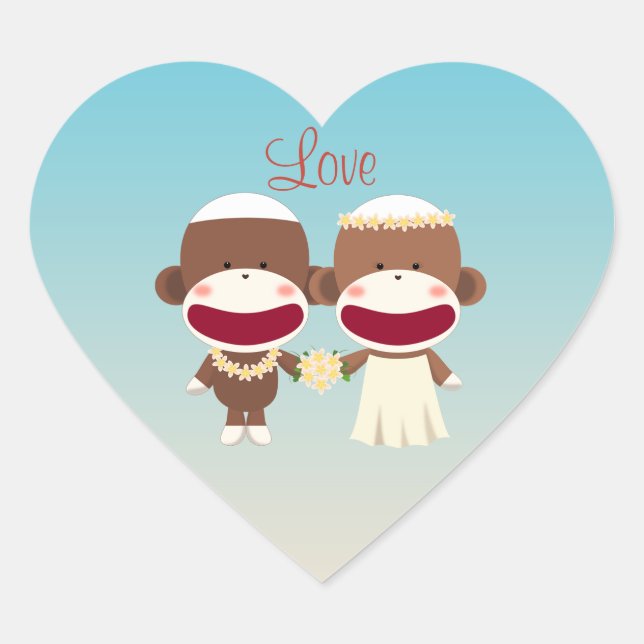Sock Monkey Hawaiian Wedding Sticker (Vorderseite)