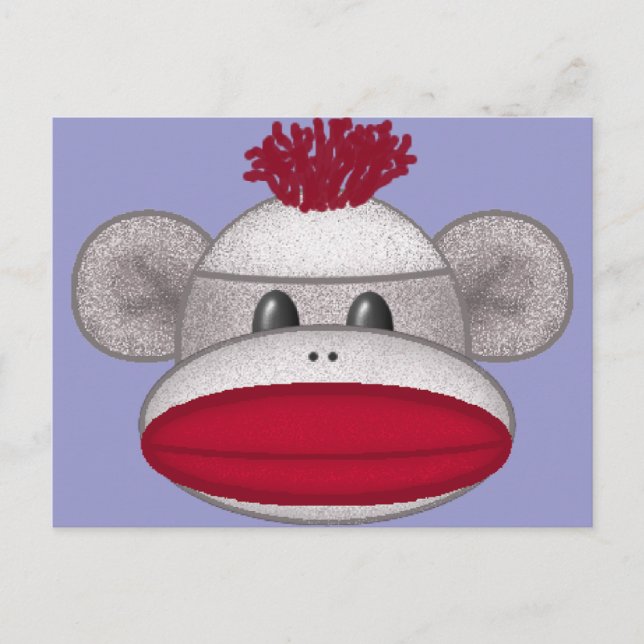 Sock Monkey Head Postkarte (Vorderseite)