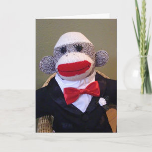 Sock Monkey Hochzeitsbräutigam Liebeskarte Feiertagskarte