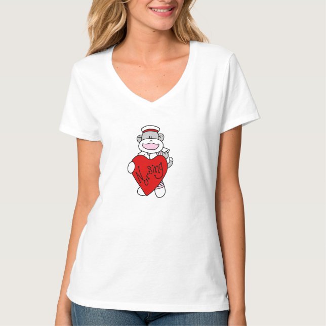 Sock Monkey I Liebe Pflege T - Shirt und Geschenke (Vorderseite)