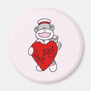 Sock Monkey I Liebe Pflege T - Shirt und Geschenke Magnet
