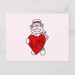 Sock Monkey I Liebe Pflege T - Shirt und Geschenke Postkarte
