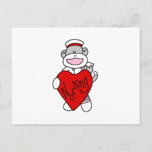 Sock Monkey I Liebe Pflege T - Shirt und Geschenke Postkarte