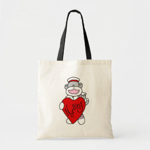 Sock Monkey I Liebe Pflege T - Shirt und Geschenke Tragetasche