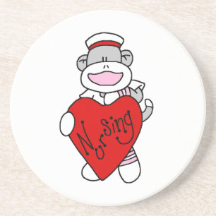 Sock Monkey I Liebe Pflege T - Shirt und Geschenke Untersetzer