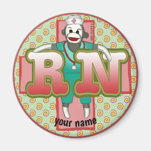 Sock Monkey Krankenpflegerin Magnet
