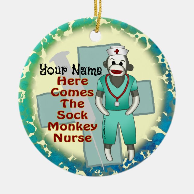Sock Monkey Krankenschwester Ornamente (Vorne)