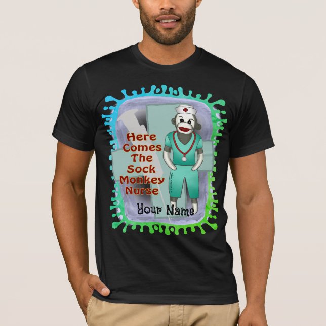Sock Monkey Krankenschwester T - Shirt (Vorderseite)
