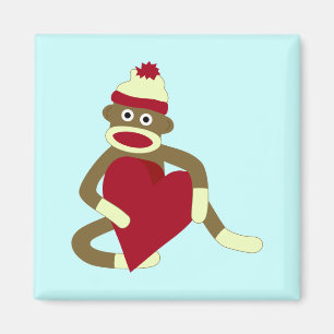 Sock Monkey Liebe Herz Magnet