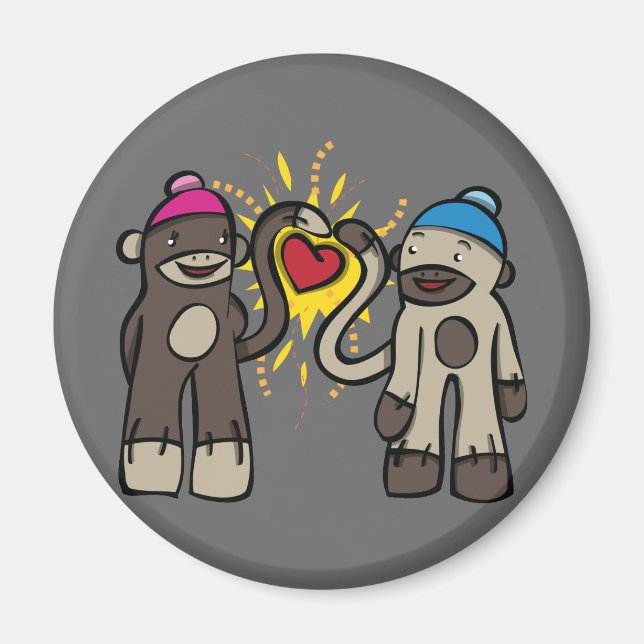 Sock Monkey Liebe Locker Magnet Office Magnet (Vorne)