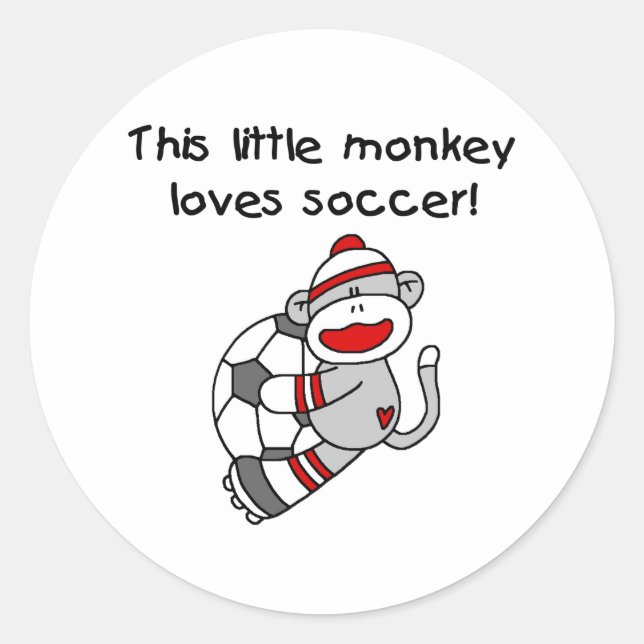 Sock Monkey Lieben Fußball Runder Aufkleber (Vorderseite)