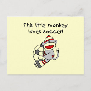 Sock Monkey Lieben Fußball T Shirts und Geschenke Postkarte