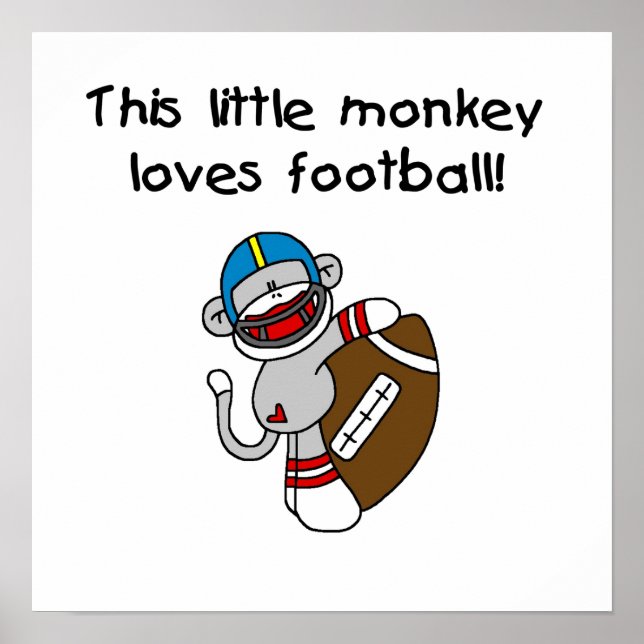 Sock Monkey Lieben Fußball Tshirts und Geschenke Poster (Vorne)