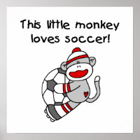 Sock Monkey Loves Soccer T shirts and Gifts