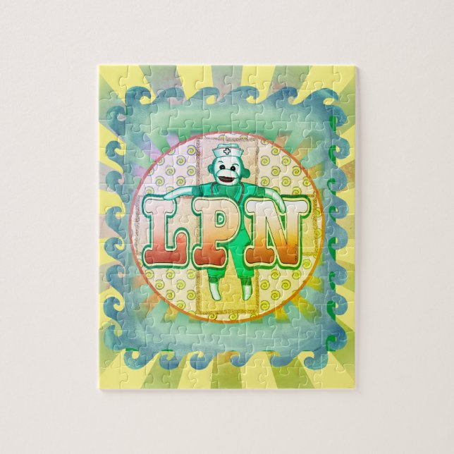 Sock Monkey LPN Nurse Puzzle (Vertikal)