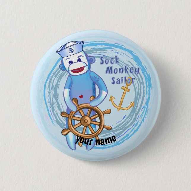 Sock Monkey Matrose  Button (Vorderseite)