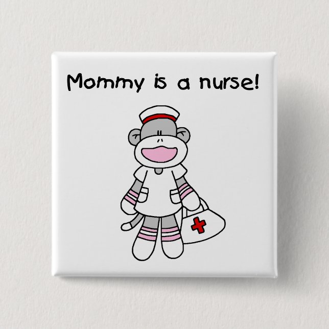 Sock Monkey Mommy Nurse T - Shirt und Geschenke Button (Vorderseite)
