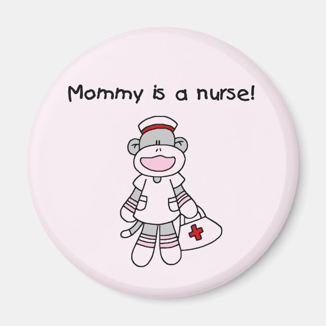 Sock Monkey Mommy Nurse T - Shirt und Geschenke Magnet (Vorne)