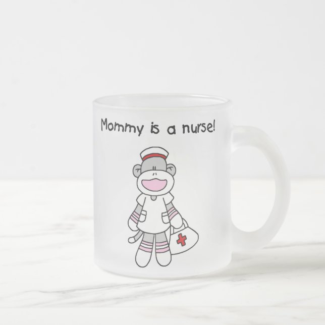 Sock Monkey Mommy Nurse T - Shirt und Geschenke Mattglastasse (Rechts)