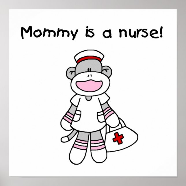 Sock Monkey Mommy Nurse T - Shirt und Geschenke Poster (Vorne)