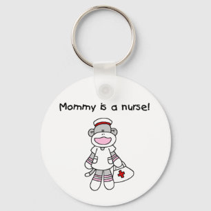 Sock Monkey Mommy Nurse T - Shirt und Geschenke Schlüsselanhänger