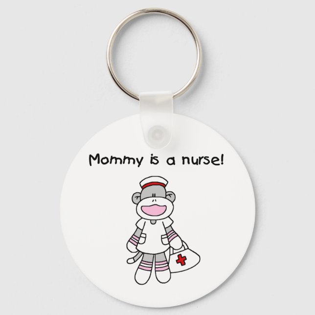 Sock Monkey Mommy Nurse T - Shirt und Geschenke Schlüsselanhänger (Vorderseite)
