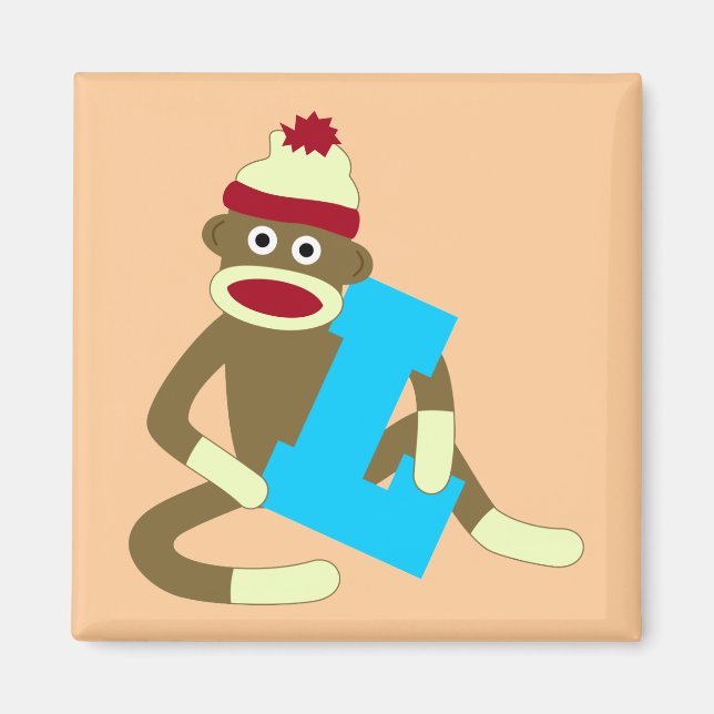 Sock Monkey Monogram Boy L Magnet (Vorne)