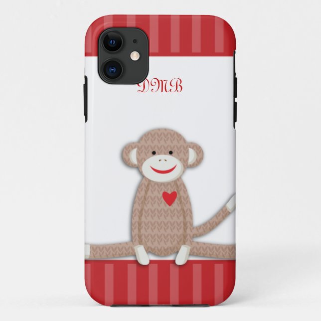 Sock Monkey Monogram iPhone 5 Fall Case-Mate iPhone Hülle (Rückseite)
