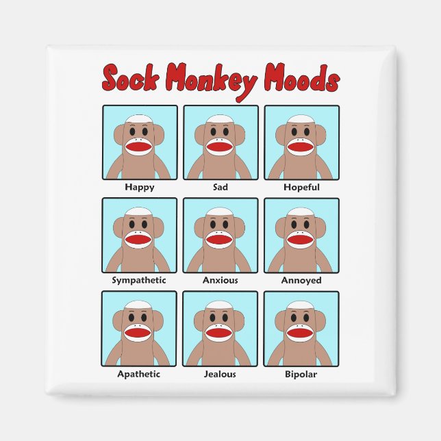 Sock Monkey Moods Magnet (Vorne)