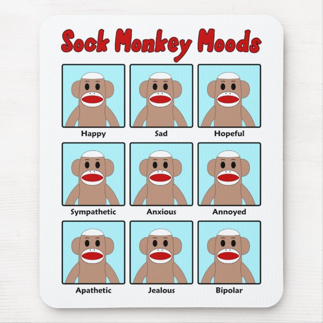 Sock Monkey Moods Mousepad (Vorne)