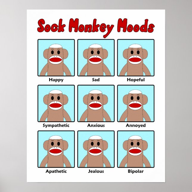 Sock Monkey Moods Poster (Vorne)