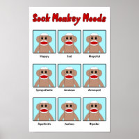Sock Monkey Moods Poster