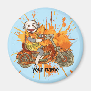 Sock Monkey Motorrad Biker Magnet