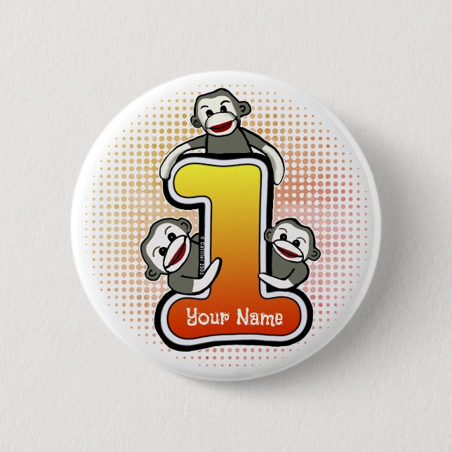 Sock Monkey Nummer 1  Button (Vorderseite)