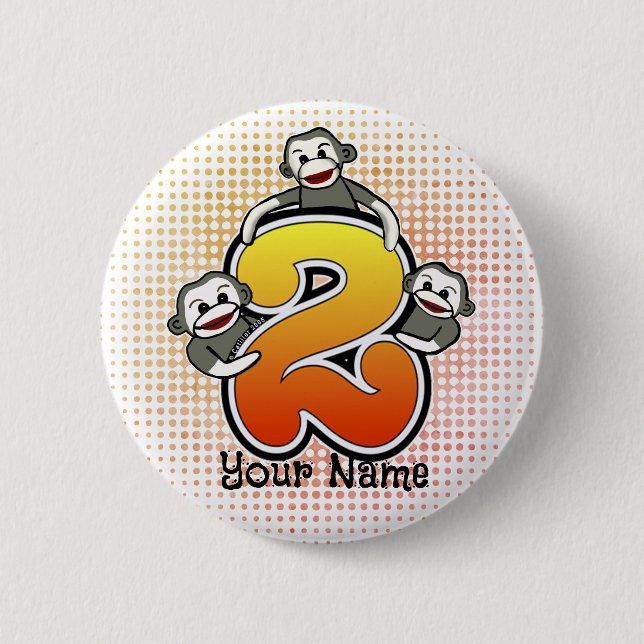 Sock Monkey Nummer 2  Button (Vorderseite)
