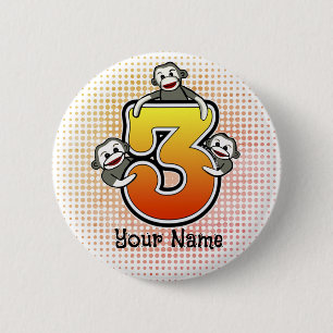 Sock Monkey Nummer 3 Button
