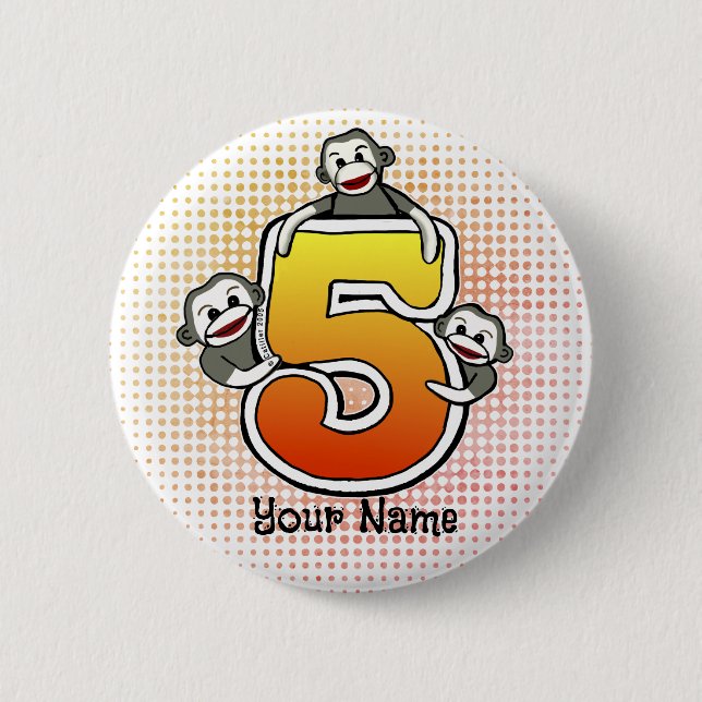 Sock Monkey Nummer 5  Button (Vorderseite)