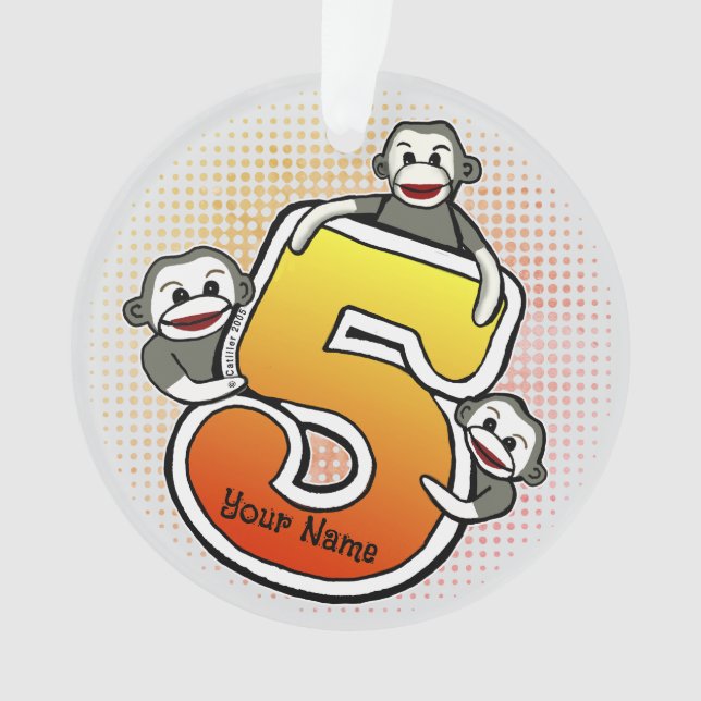 Sock Monkey Nummer 5 Ornament (Vorderseite)