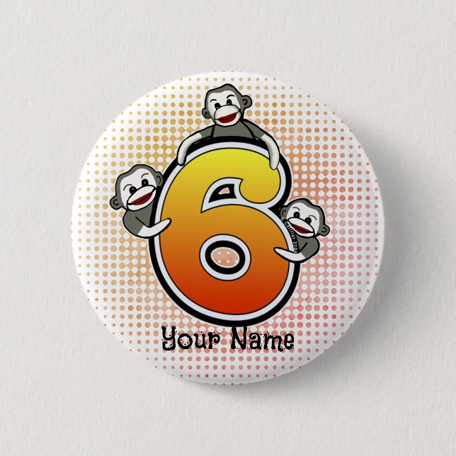 Sock Monkey Nummer 6  Button (Vorderseite)