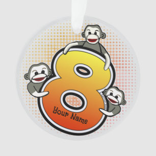 Sock Monkey Nummer 8 Ornament