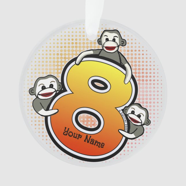 Sock Monkey Nummer 8 Ornament (Vorderseite)