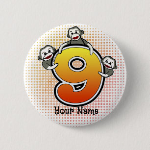 Sock Monkey Nummer 9 Button