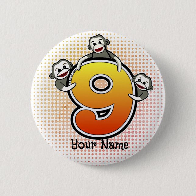 Sock Monkey Nummer 9  Button (Vorderseite)
