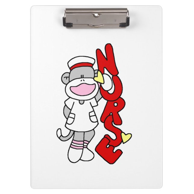 Sock Monkey Nurse Clipboard Klemmbrett (Vorderseite)