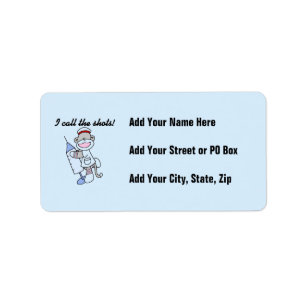 Sock Monkey Nurse I Call the Shots Geschenke Adressaufkleber