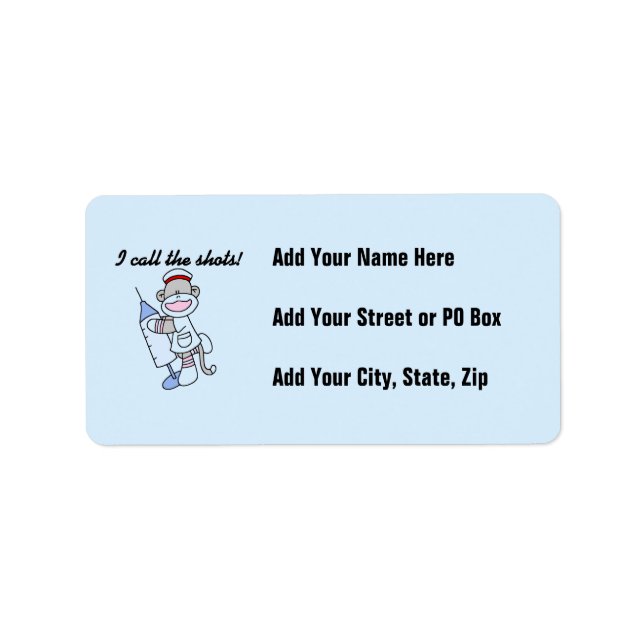 Sock Monkey Nurse I Call the Shots Geschenke Adressaufkleber (Vorne)