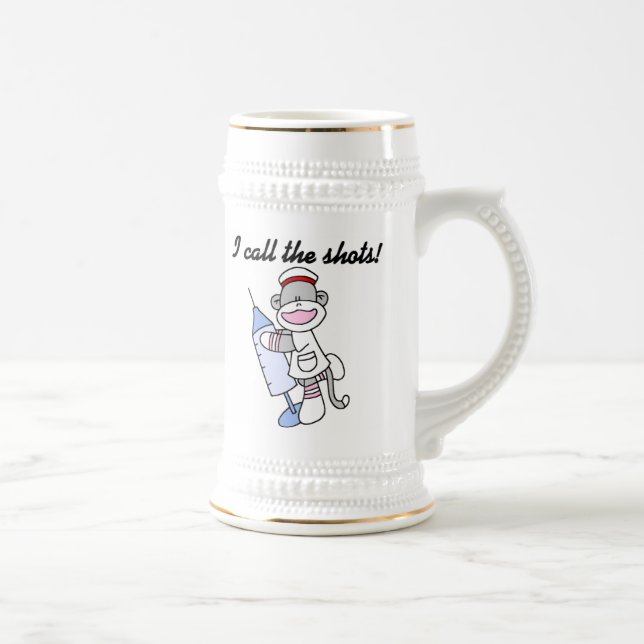 Sock Monkey Nurse I Call the Shots Geschenke Bierglas (Rechts)