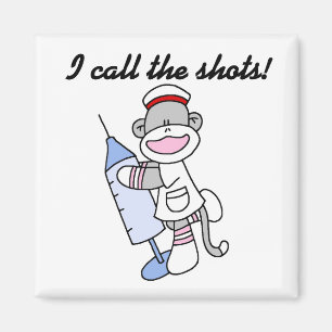 Sock Monkey Nurse I Call the Shots Geschenke Magnet