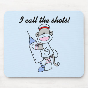 Sock Monkey Nurse I Call the Shots Geschenke Mousepad